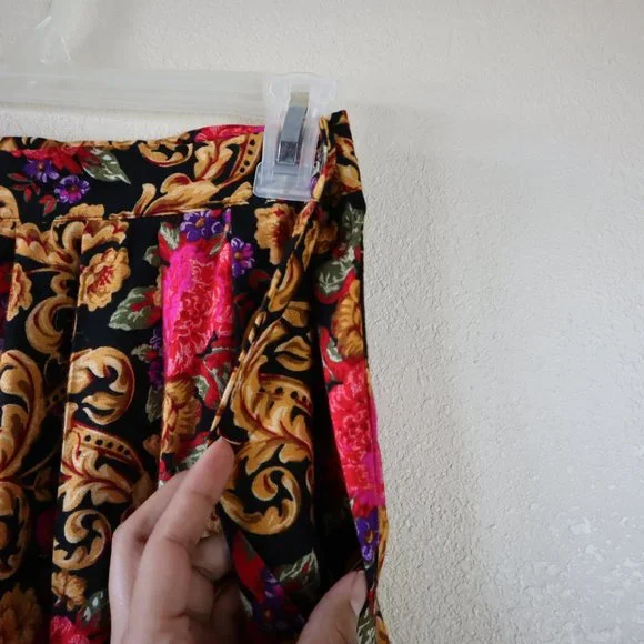 80's Herman Geist Pleated Romantic Floral Skirt - Picture 7 of 9